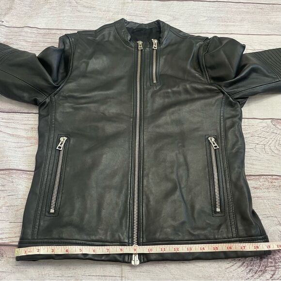 Zadig & Voltaire Cafe Racer Moto Leather Jacket Black Wolf Size Small Unisex - Picture 6 of 10